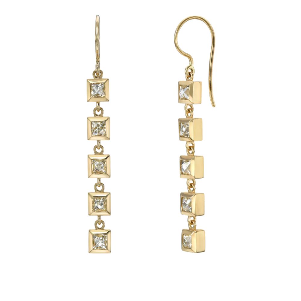 Single Stone 18K Yellow Gold  Karina Diamond Duster Earrings